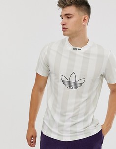 Белая футболка в полоску с логотипом по центру adidas Originals - Белый