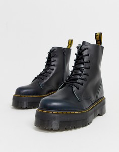 Синие винтажные ботинки на платформе с 8 парами люверсов Dr Martens Jadon - Синий