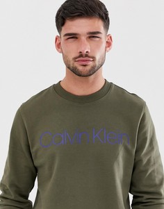 Свитшот оливкового цвета с логотипом Calvin Klein - Зеленый