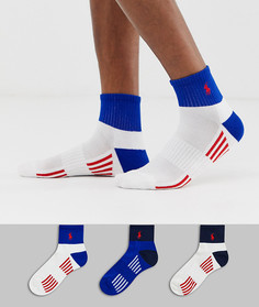 3 пары спортивных носков (белые/белые/темно-синие/красные) с логотипом Polo Ralph Lauren - Мульти