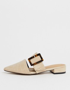 Бежевые мюли из искусственной кожи с крокодиловым рисунком ASOS DESIGN Malta