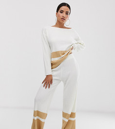 Трикотажные брюки для дома с широкими штанинами и полосками по краям ASOS DESIGN - Белый