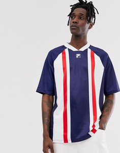 Темно-синяя свободная футболка в полоску Fila Duke - Темно-синий