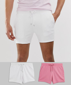Набор из 2 коротких трикотажных шортов (розовые/белые) ASOS DESIGN - Мульти