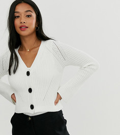 Укороченный кардиган бойфренда в рубчик ASOS DESIGN Petite - Кремовый