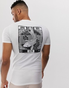 Обтягивающая футболка с принтом на спине ASOS DESIGN - Белый
