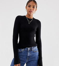 Джемпер в мелкий рубчик с круглым вырезом ASOS DESIGN Tall - Черный