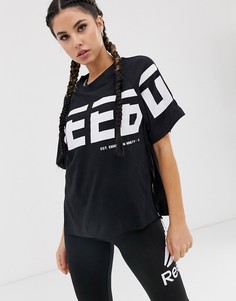 Черная длинная футболка Reebok Training - Черный