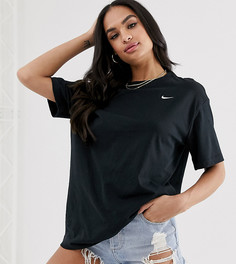 Черная oversize-футболка с миниатюрным логотипом-галочкой Nike - Черный