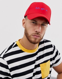 Красная бейсболка с вышивкой lets get it ASOS DESIGN - Красный
