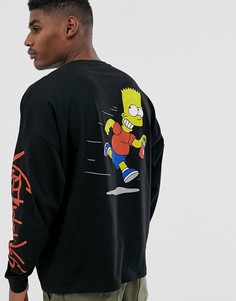 Oversize-лонгслив с принтом The Simpsons на груди и спине ASOS DESIGN - Черный