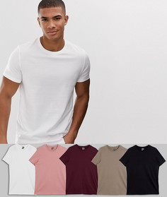 Набор футболок с круглым вырезом из органического хлопка ASOS DESIGN 5 шт.