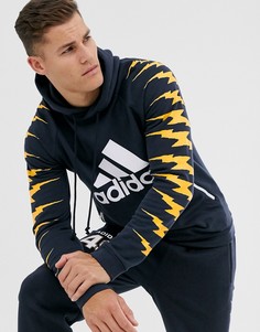 Темно-синее худи с принтом adidas GRFX - Темно-синий