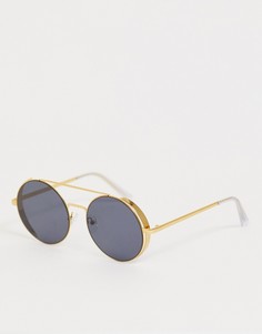 Круглые солнцезащитные очки с дымчатыми стеклами ASOS DESIGN - Золотой
