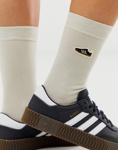 Носки кремового цвета с вышивкой adidas Originals Samba - Кремовый