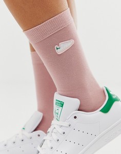 Розовые носки с вышивкой adidas Originals Stan Smith - Розовый