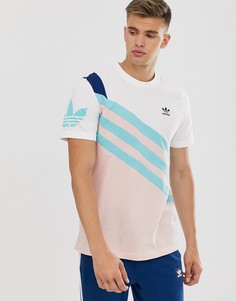 Белая футболка с полосками и логотипом-трилистником adidas Originals - Мульти