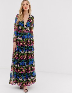 Платье макси с V-образным вырезом и вышивкой ASOS EDITION - Мульти