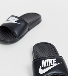 Черно-белые шлепанцы Nike benassi - Черный