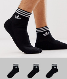 Набор из 3 пар черных носков по щиколотку adidas Originals - Черный