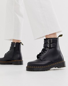 Черные кожаные ботинки на массивной подошве с пряжками Dr Martens - Черный