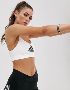 Белый спортивный бюстгальтер с логотипом adidas Training - Белый
