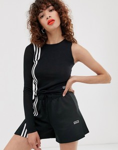 Черный асимметричный топ с тремя полосками adidas Originals - Черный