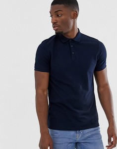 Темно-синее поло из пике с короткими рукавами ASOS DESIGN - Темно-синий