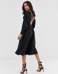 Атласное платье миди ASOS EDITION - Черный