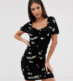 Сарафан мини с цветочной вышивкой ASOS DESIGN Tall - Черный