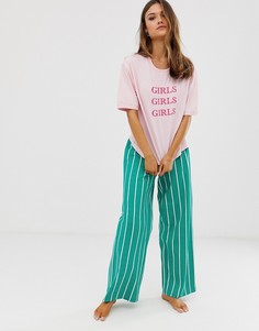 Пижамный комплект с широкими брюками ASOS DESIGN girls girls girls - Мульти