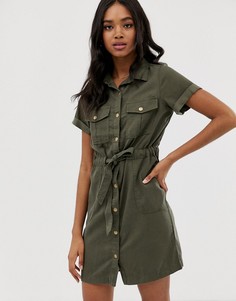 Платье цвета хаки в стиле милитари New Look - Зеленый
