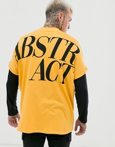 Длинная oversize-футболка из органического хлопка с текстовым принтом и отворотами на рукавах ASOS DESIGN - Оранжевый