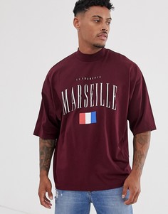 Oversize-футболка с высоким воротником и принтом ASOS DESIGN - Красный