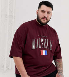 Oversize-футболка с высоким воротом и принтом ASOS DESIGN Plus - Красный