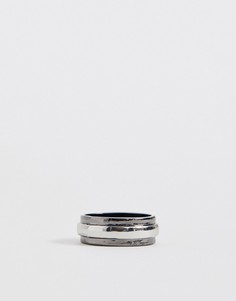 Серебристое кольцо с двухцветным дизайном ASOS DESIGN - Серебряный