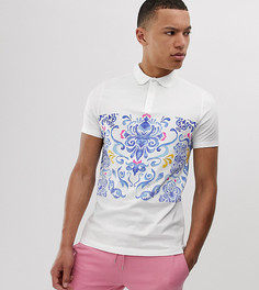 Поло из органического хлопка с мозаичным принтом ASOS DESIGN Tall - Белый