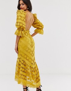 Платье с вышивкой ришелье ASOS EDITION - Желтый
