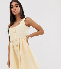 Джинсовое платье мини на пуговицах с глубоким вырезом ASOS DESIGN Petite - Синий