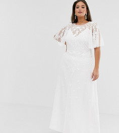 Платье макси с рукавами клеш и вышивкой ASOS EDITION Curve - Белый