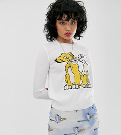 Вязаный джемпер с принтом Simba and Nala от Disney The Lion King x ASOS DESIGN - Белый