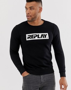 Черный свитшот с круглым вырезом Replay - Черный