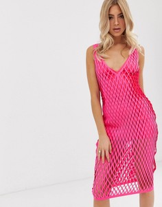 Прямое платье миди с лазерной отделкой ASOS DESIGN - Розовый