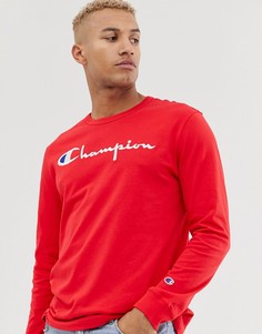 Красный лонгслив с крупным логотипом Champion - Красный