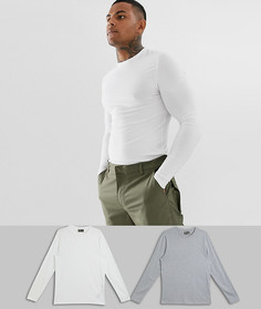 Набор обтягивающих лонгсливов с круглым вырезом и скидкой ASOS DESIGN 2 шт.