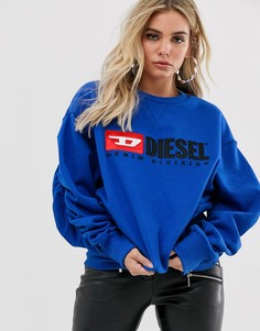Свитер с логотипом и сборками на рукавах Diesel - Синий