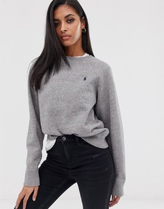 Классический свитер с круглым вырезом и логотипом Polo Ralph Lauren - Серый