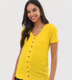 Желтая футболка в рубчик на пуговицах New Look Maternity - Желтый