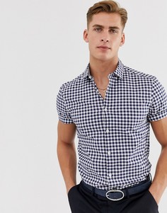 Строгая рубашка узкого кроя в клетку ASOS DESIGN - Синий