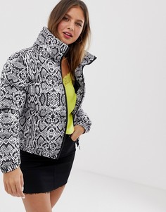 Дутая куртка со змеиным принтом Brave Soul - Черный